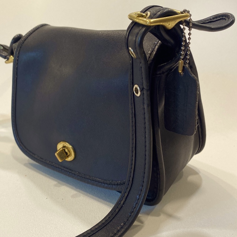 COACH vtg Black Leather Trail Bag USA